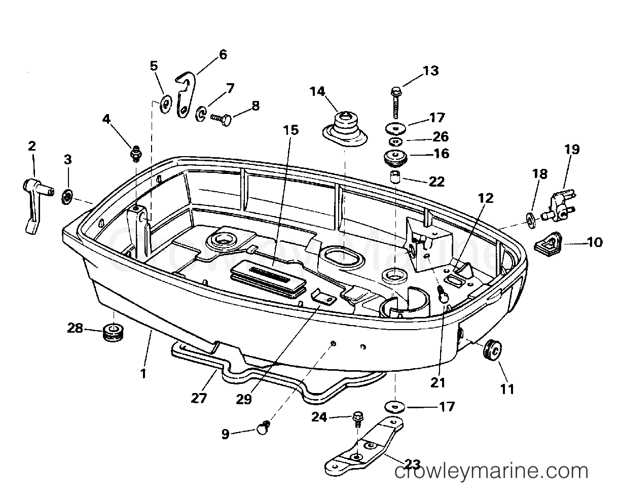 1996 Outboard 25 - J25REDA - LOWER ENGINE COVER
