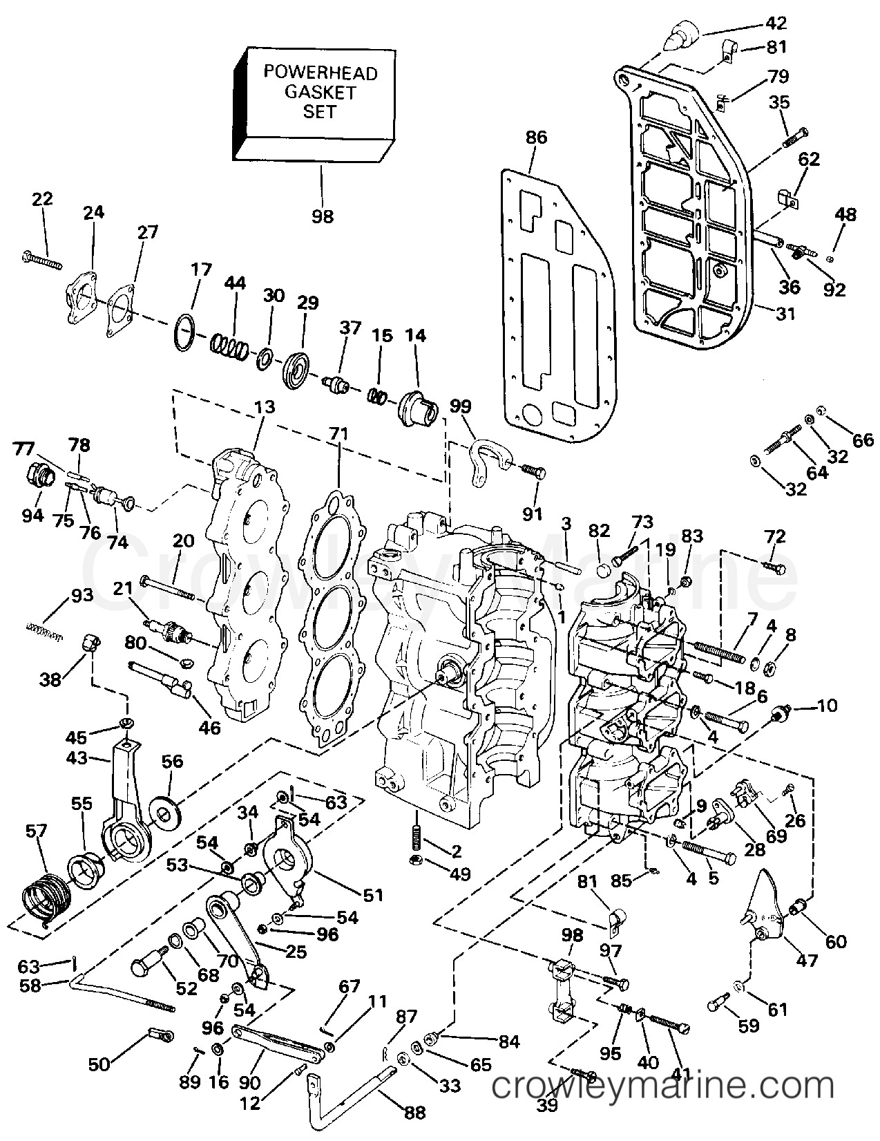 1993 Outboard 70 - J70ELETS - CYLINDER & CRANKCASE
