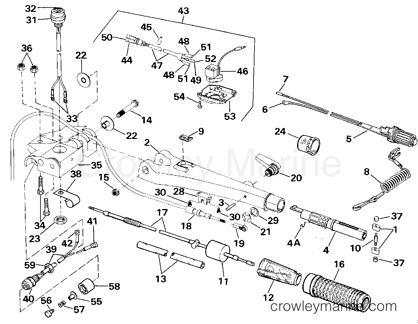1990 Outboard 40 - VJ40EESR - STEERING HANDLE