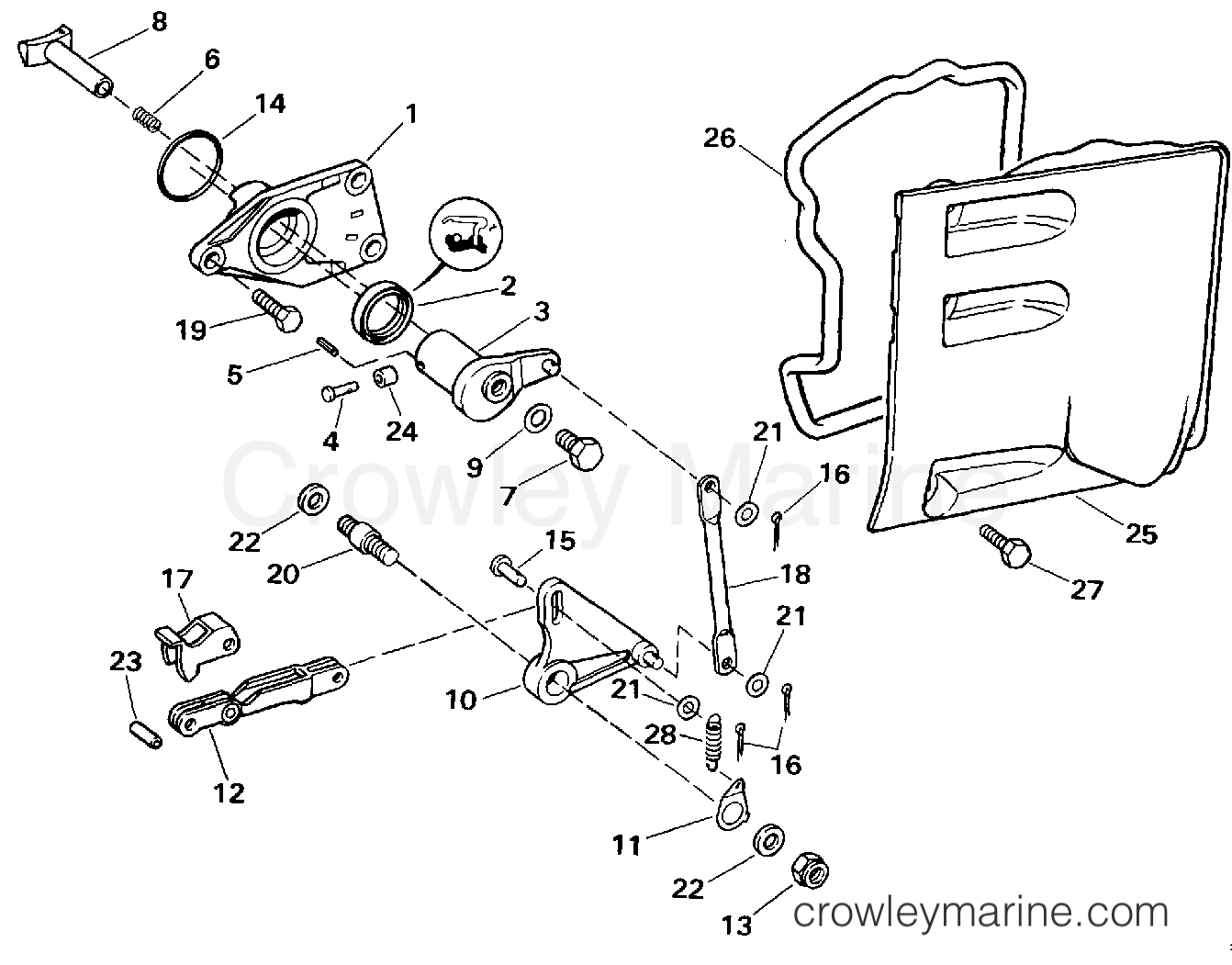 1994 OMC Stern Drive 7.4 - 744DJPMDA - SHIFT - UPPER GEAR HOUSING