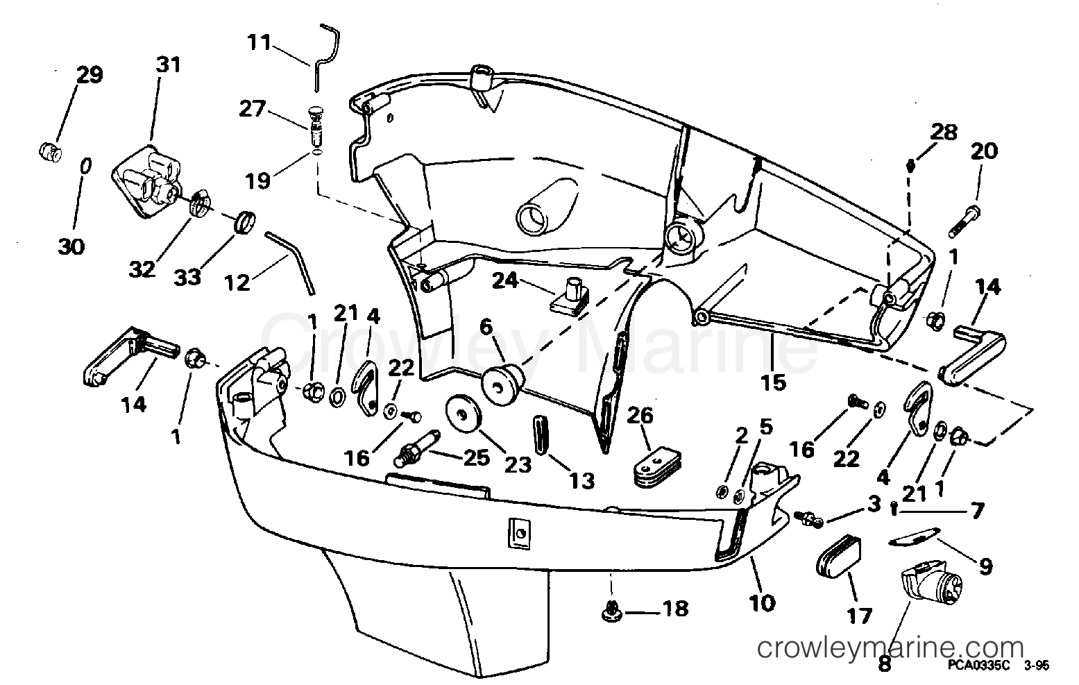 1995 Outboard 200 - J200TXEOC - LOWER ENGINE COVER