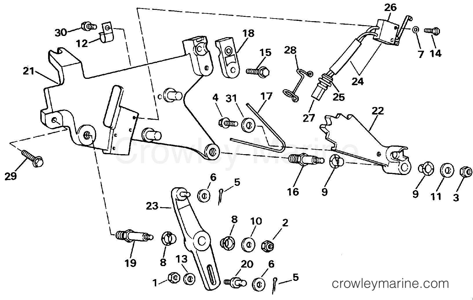 1993 Stern Drive 5 - 502BPRJVB - SHIFT BRACKET
