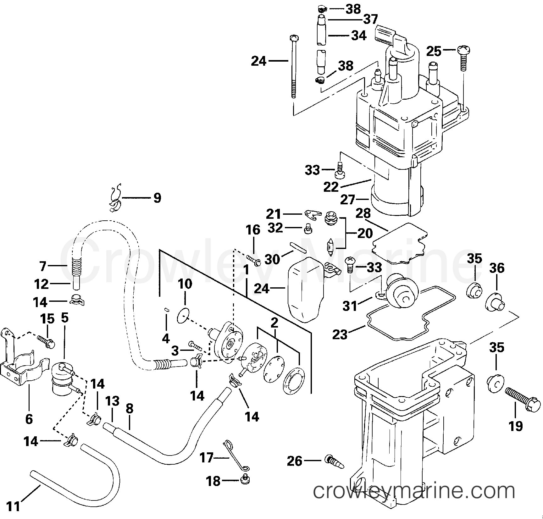 2000 Outboard 70 - E70 - FUEL PUMP & SEPARATOR