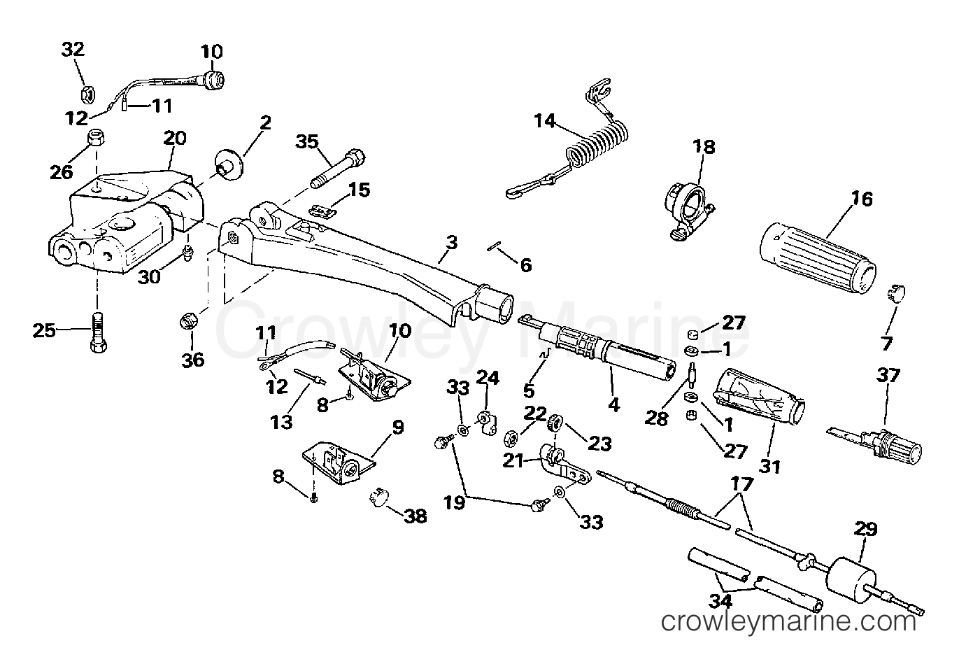 1997 Outboard 65 - J65RSLZ2 - STEERING HANDLE
