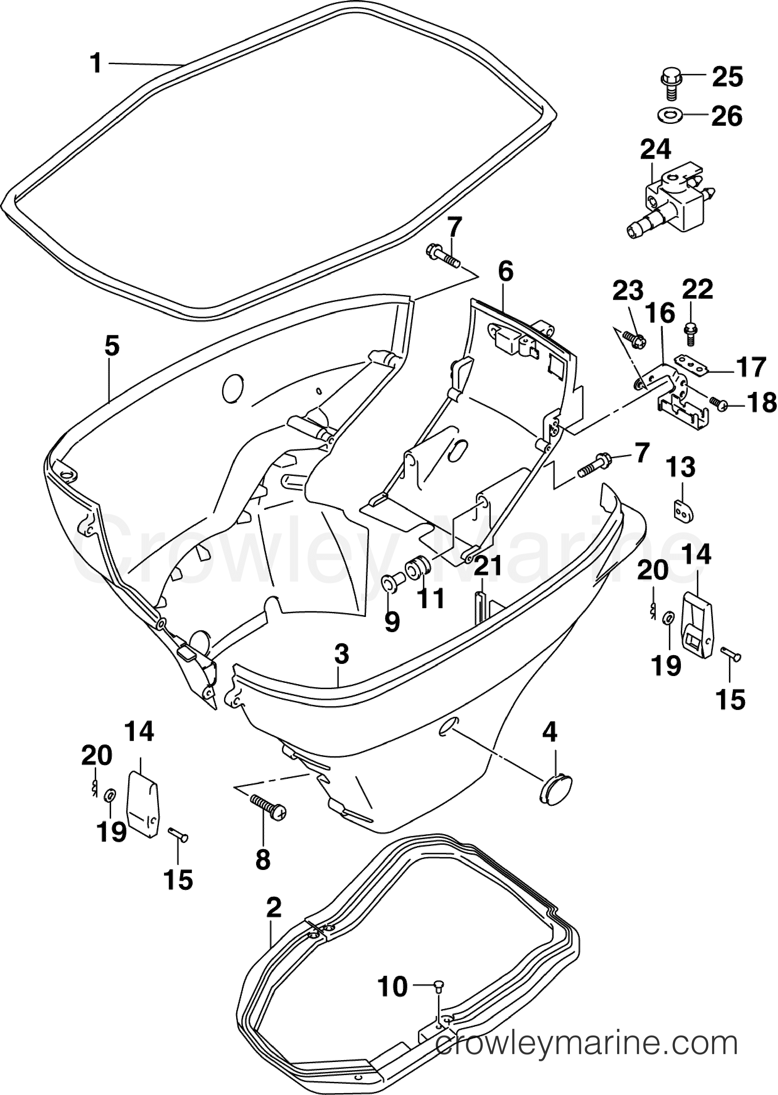 2006 Outboard 60 - J60PL4SDM - LOWER ENGINE COVER