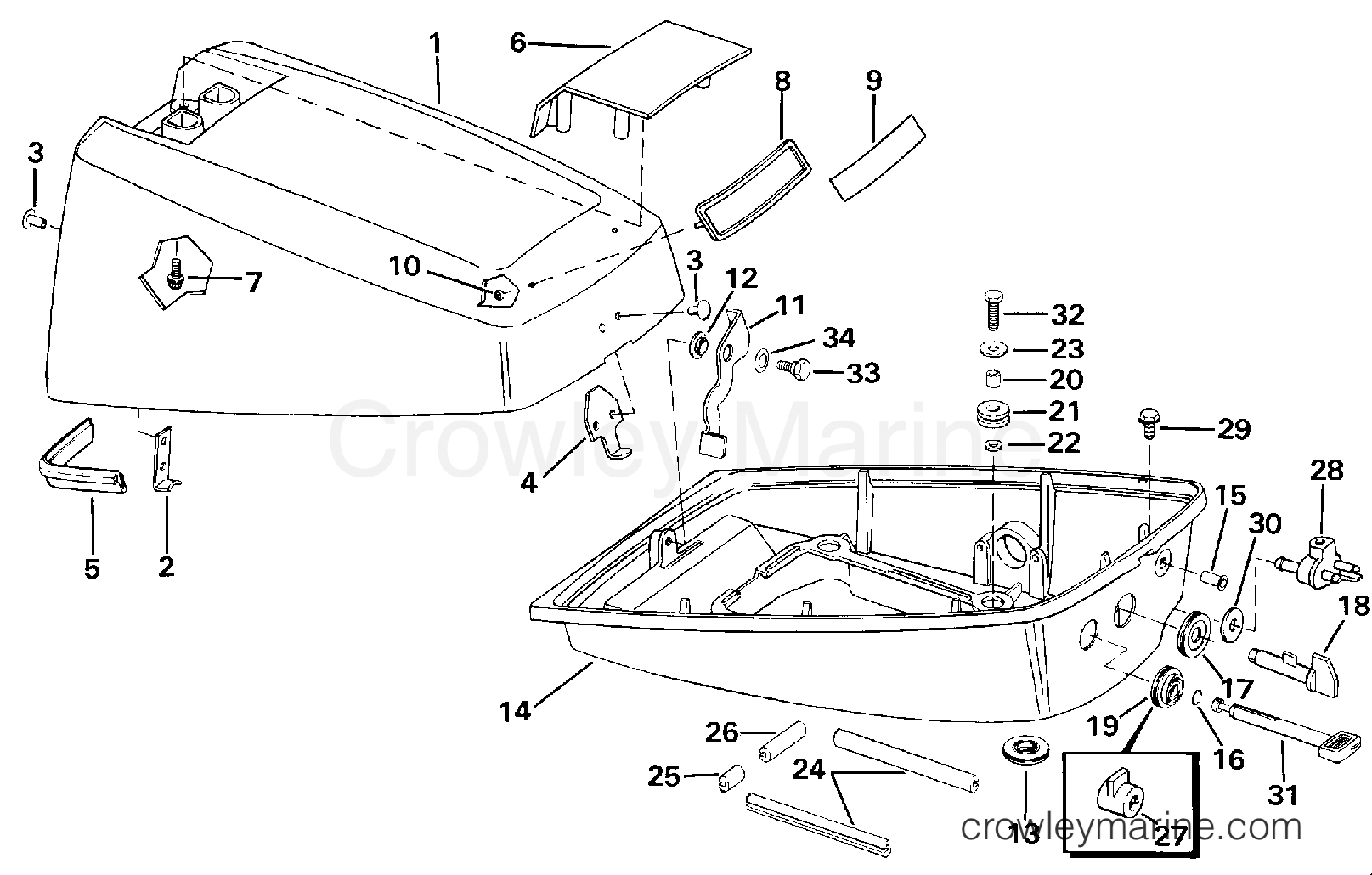 1990 Outboard 4 - J4RDHESR - ENGINE COVER
