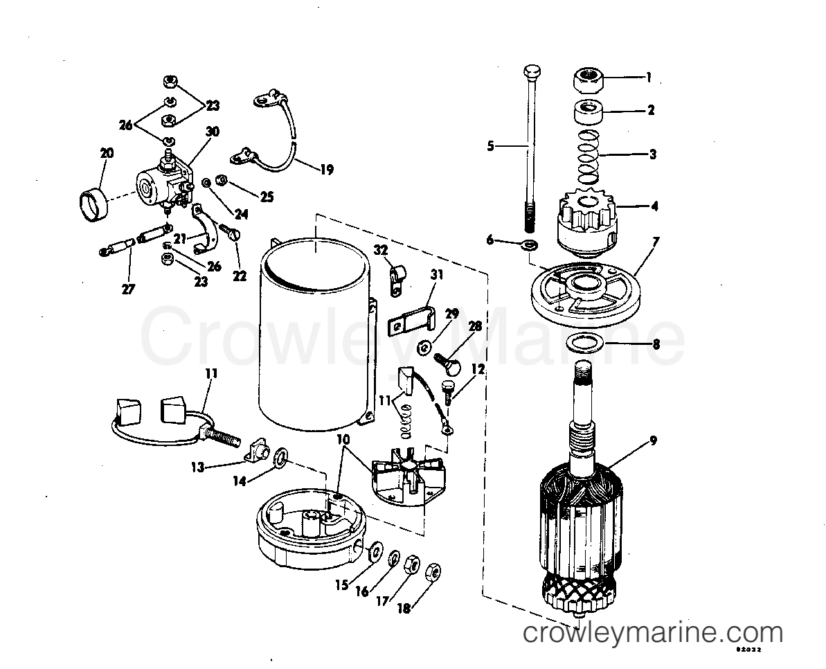1979 Evinrude Outboards 150 - 150940C ELECTRIC STARTER & SOLENOID AMERICAN BOSCH 08142-23-M030SM section