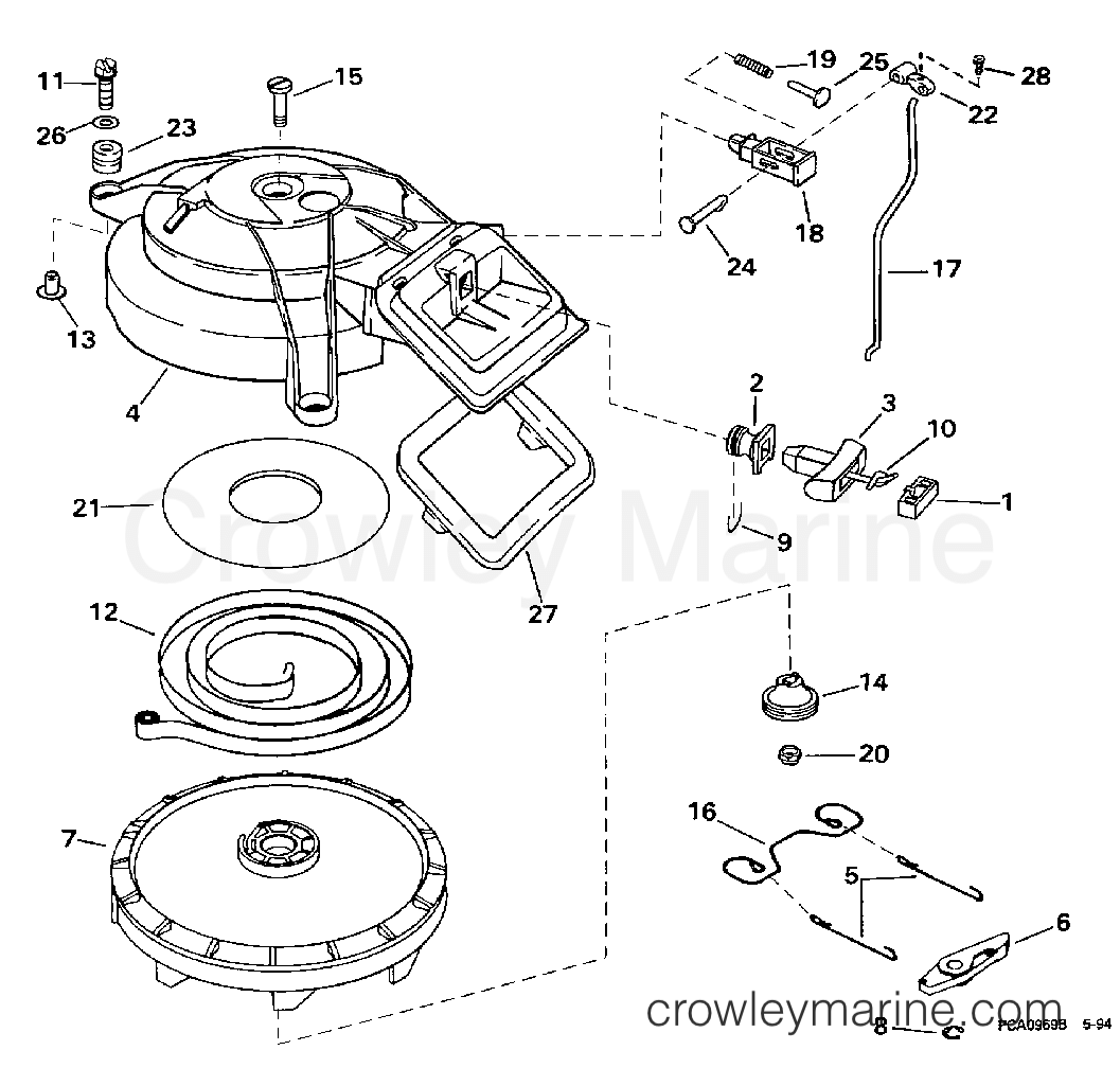1998 Outboard 9.9 - J10EECC - REWIND STARTER