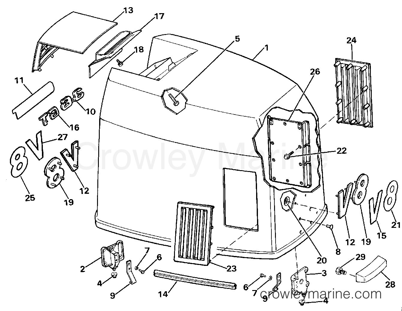1986 Outboard 300 - J300TXCDC - ENGINE COVER - JOHNSON