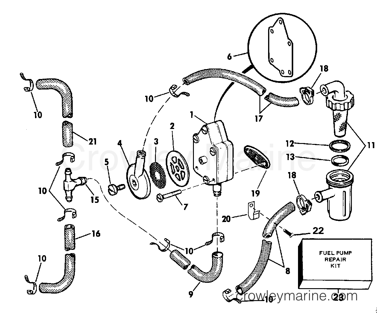 FUEL PUMP AND FILTER ROPE START 1989 Johnson Outboards 55 J55RWLE