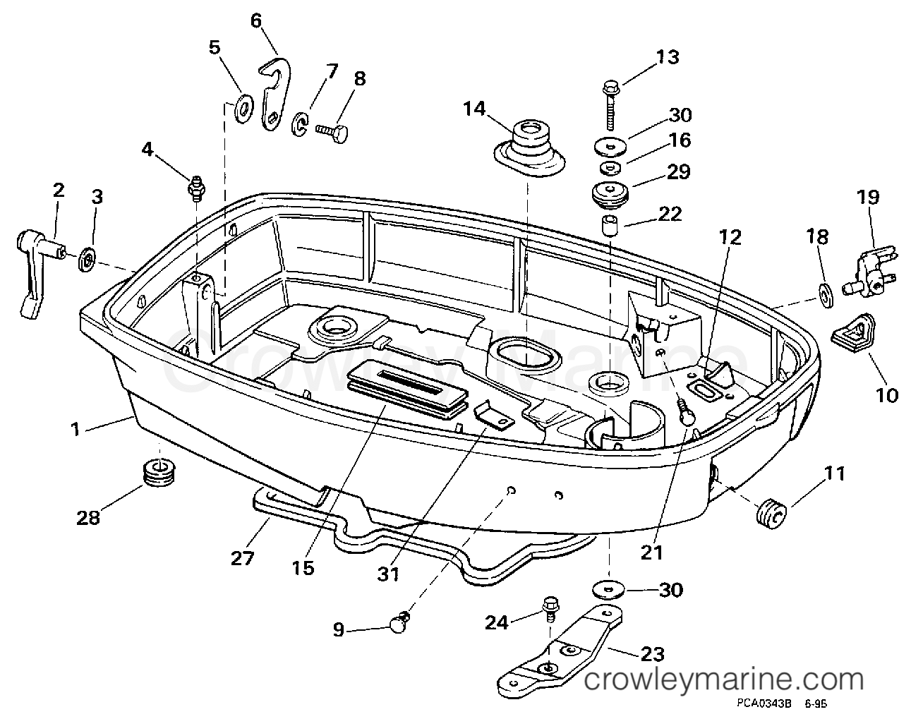 1998 Outboard 25 - BJ25BAECM - LOWER ENGINE COVER