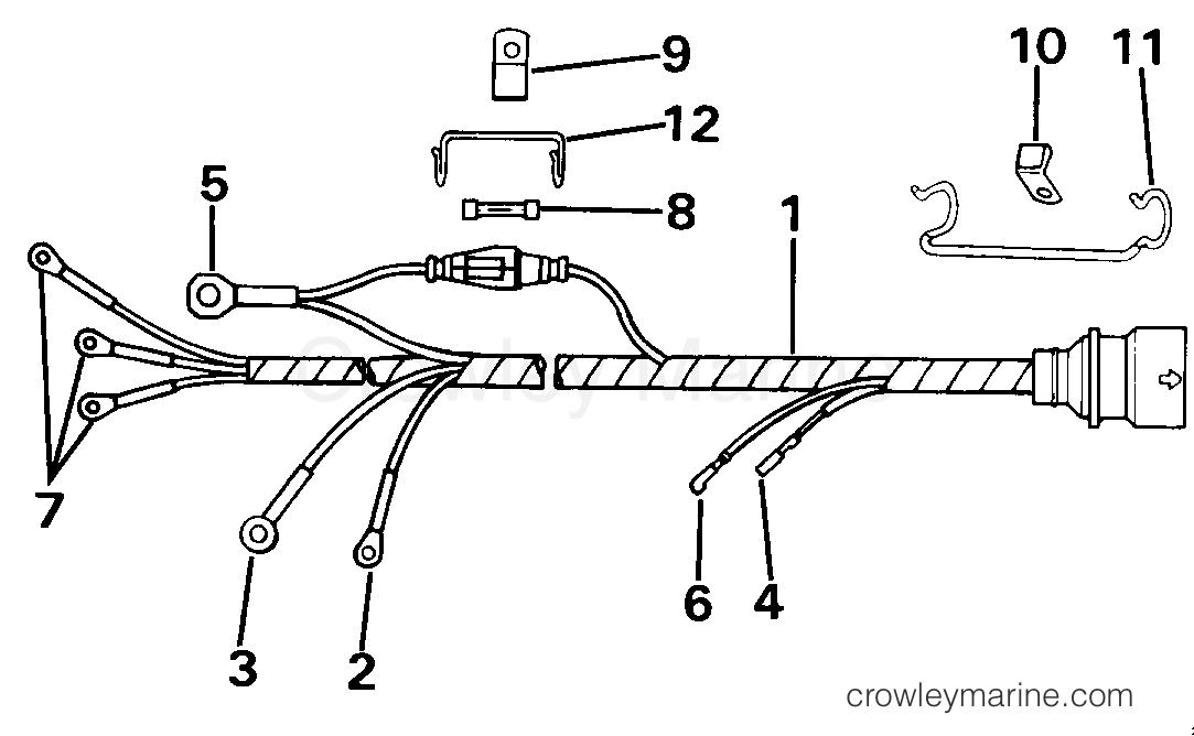 1987 Outboard 25 - E25TELCUR - CABLE ASSEMBLY