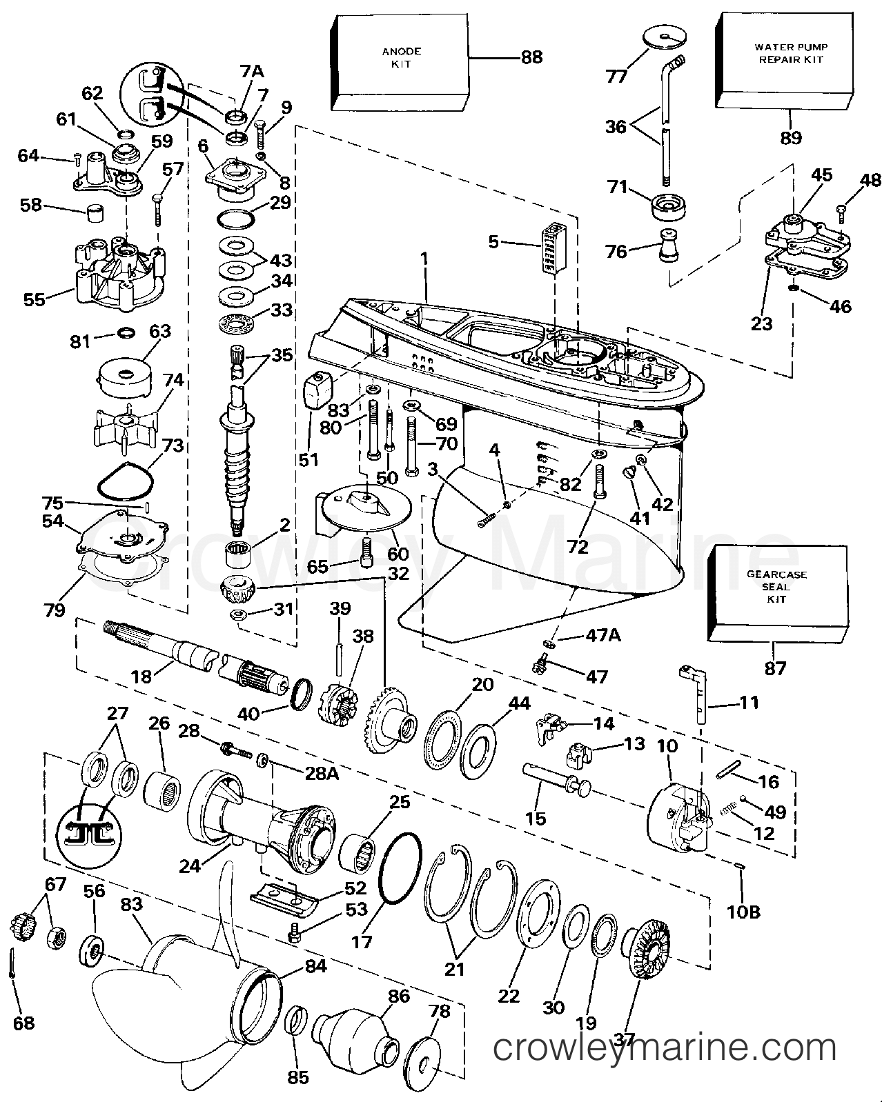 1987 Outboard 150 - J150TXCUR - GEARCASE