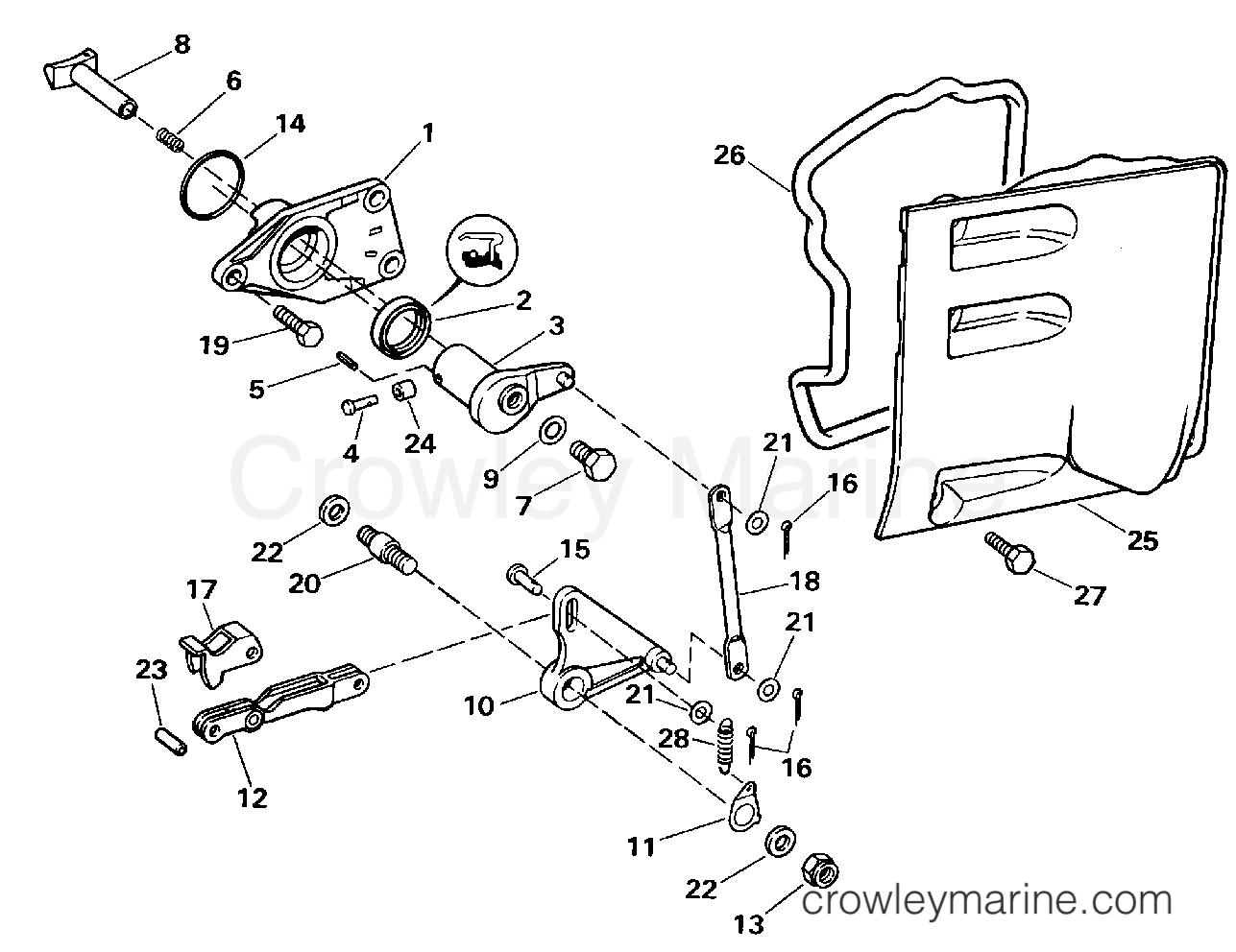 1995 Stern Drive 7.4 - 744DPHUB - SHIFT - UPPER GEAR HOUSING