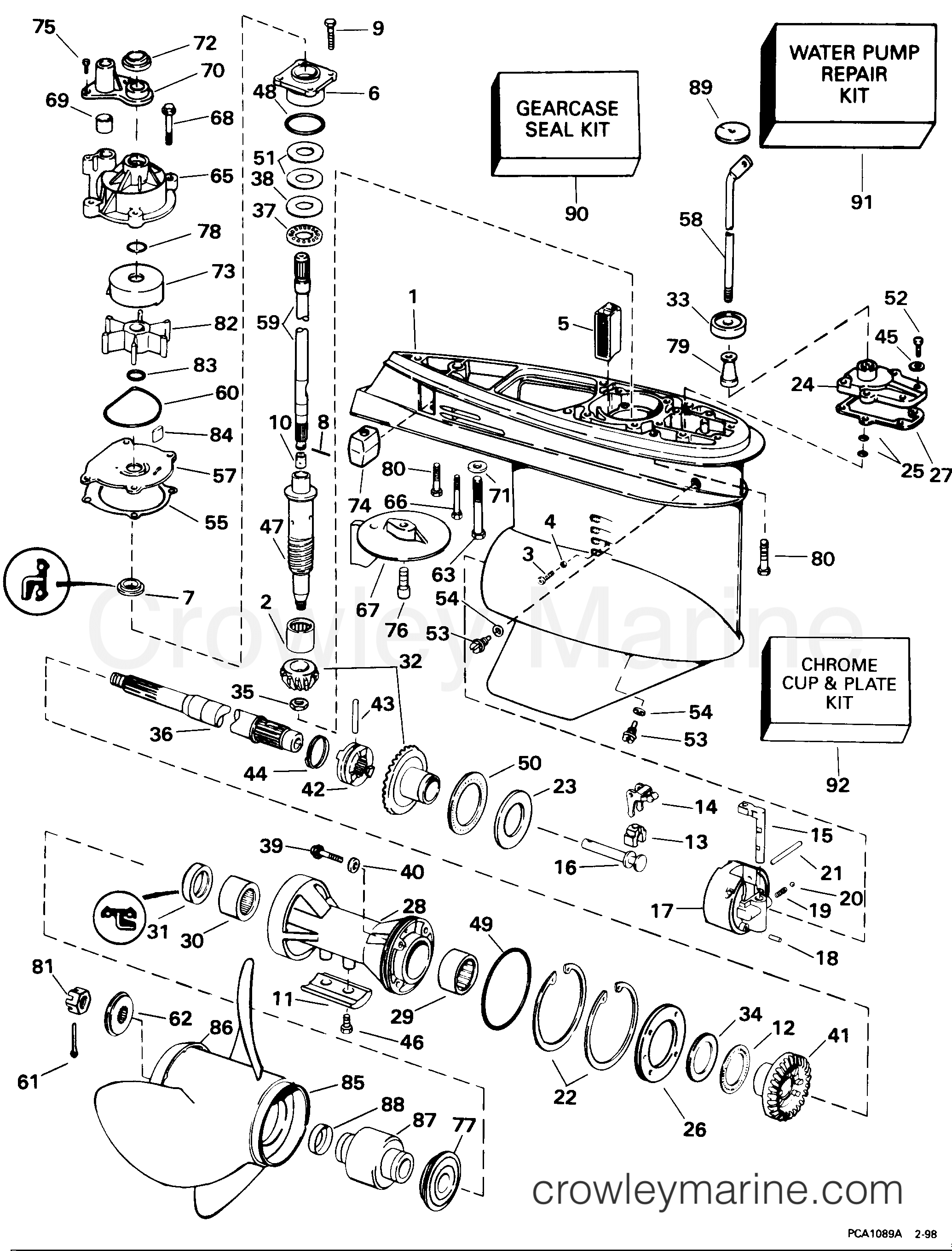 1998 Outboard 90 - J90TSLECM - GEARCASE
