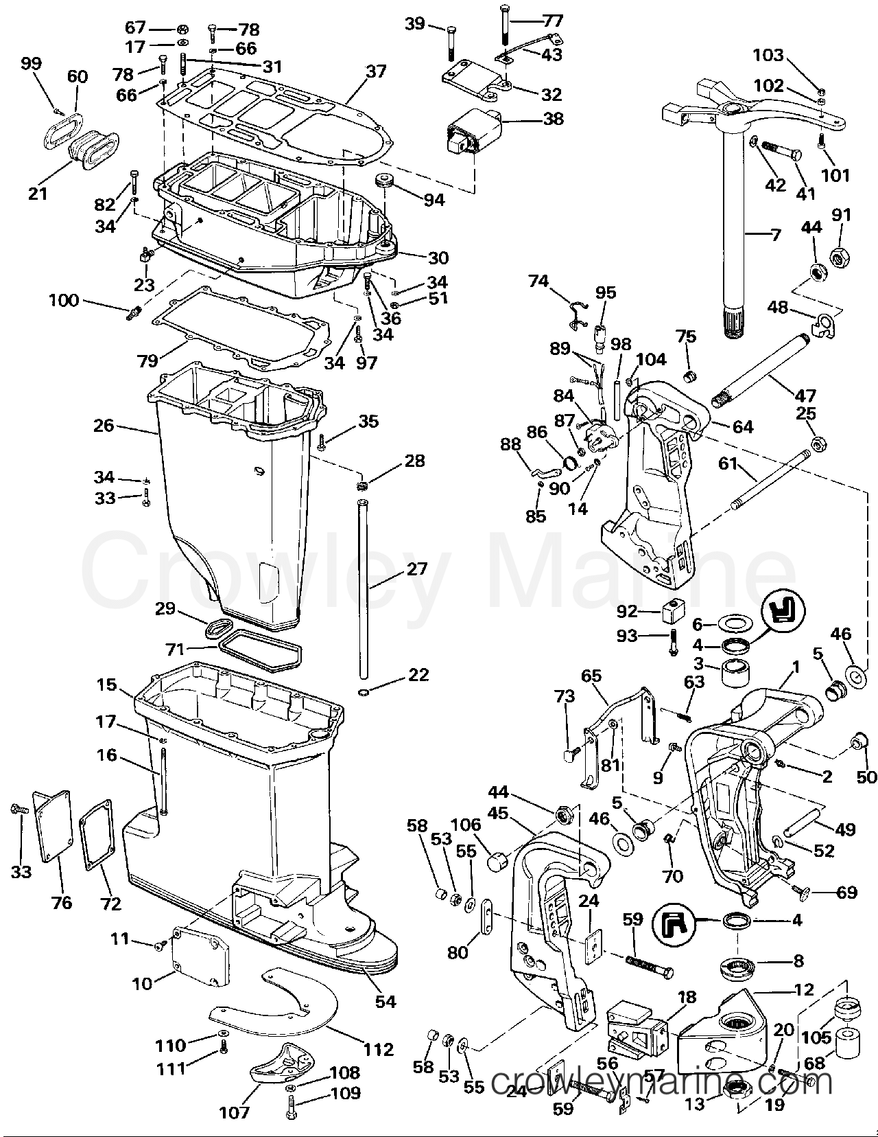 1990 Outboard 300 - E300PXESB - MIDSECTION