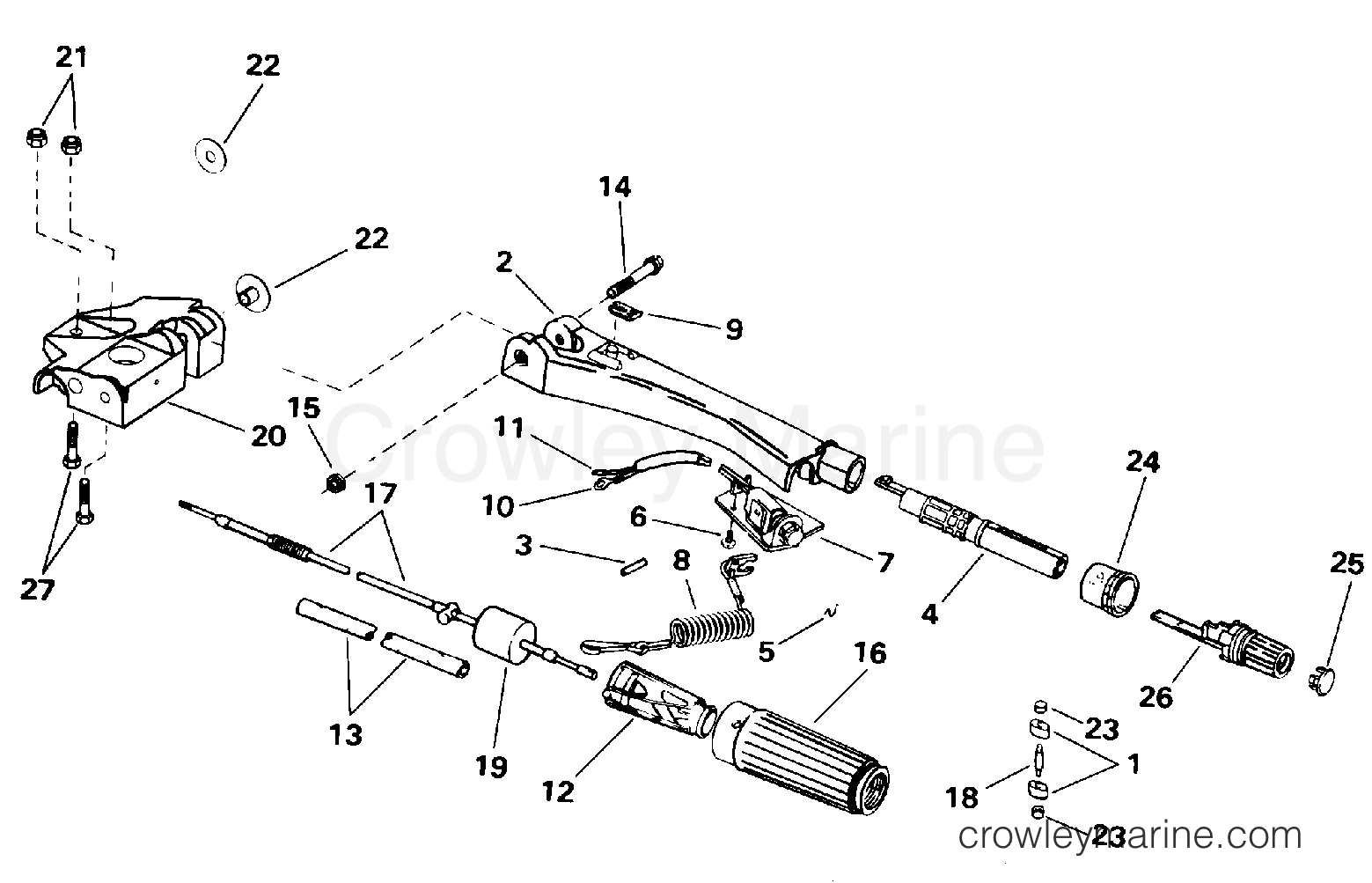 1996 Outboard 28 - J40JREDC - STEERING & SHIFT HANDLE