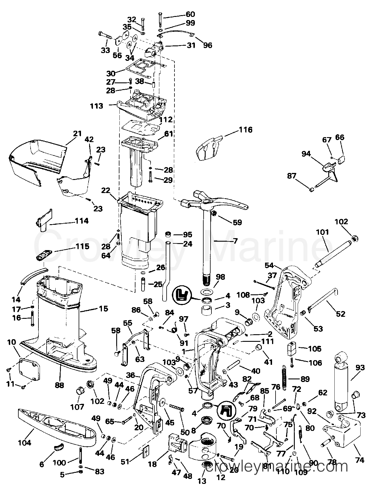 1993 Outboard 65 - E65WMLETD - MIDSECTION
