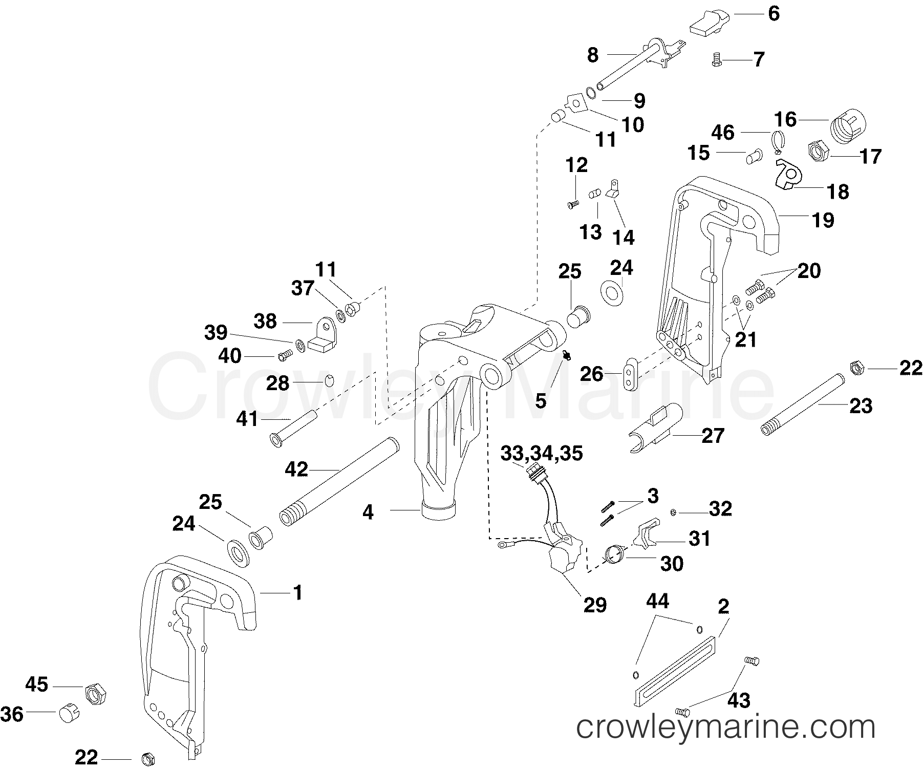 2005 Outboard 40 - E40DPLSOR - SWIVEL BRACKET (DP MODEL)