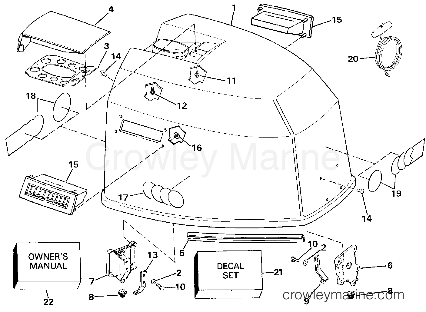 1990 Outboard 155 - E155WTLESM - ENGINE COVER
