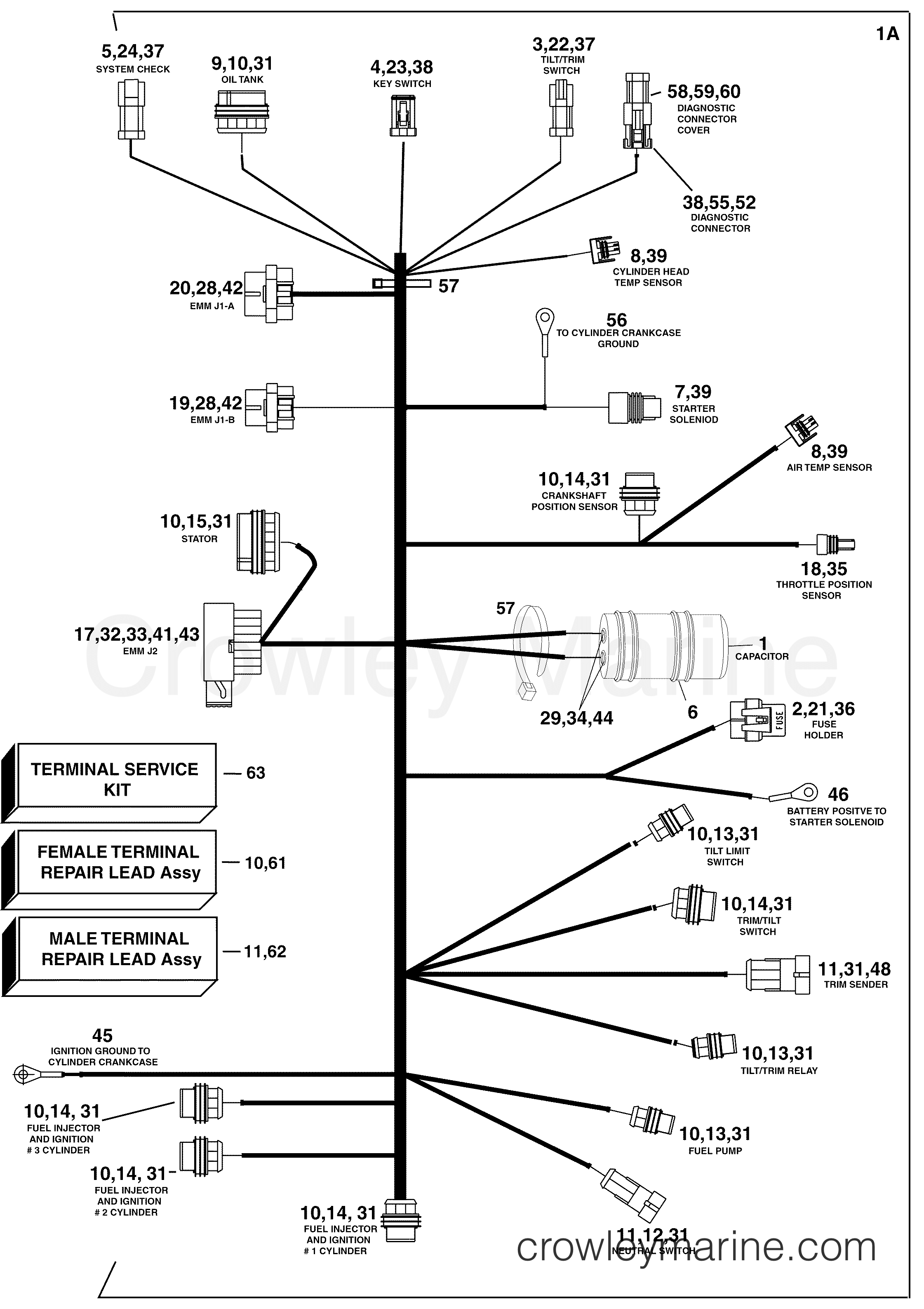 2004 Outboard 90 - E90DPXSRC - ENGINE ELECTRICAL HARNESS
