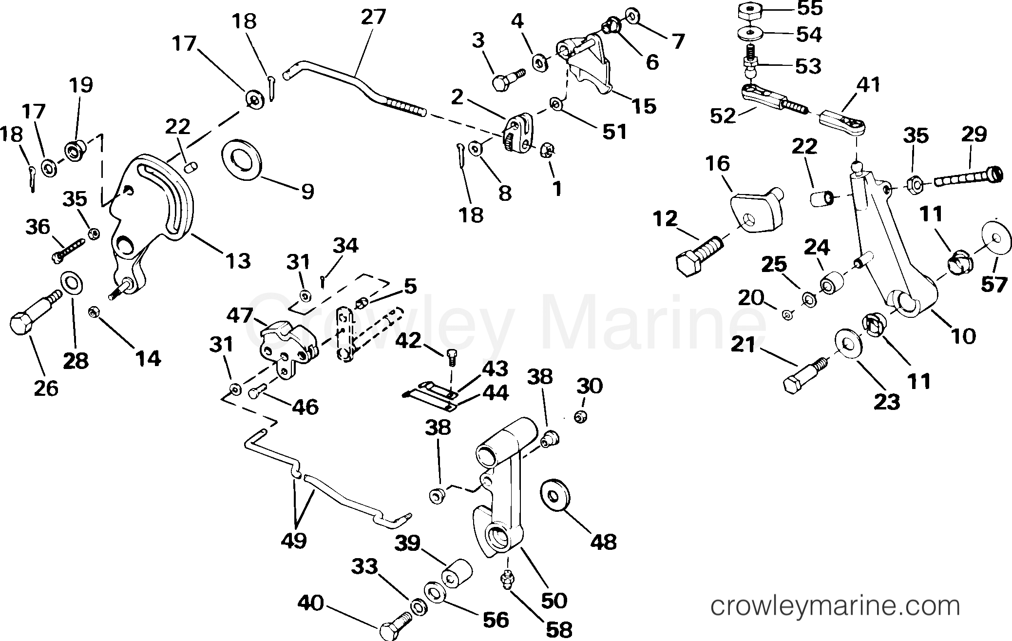 2004 Outboard 55 - J55WRYSRM - SHIFT & THROTTLE LINKAGE