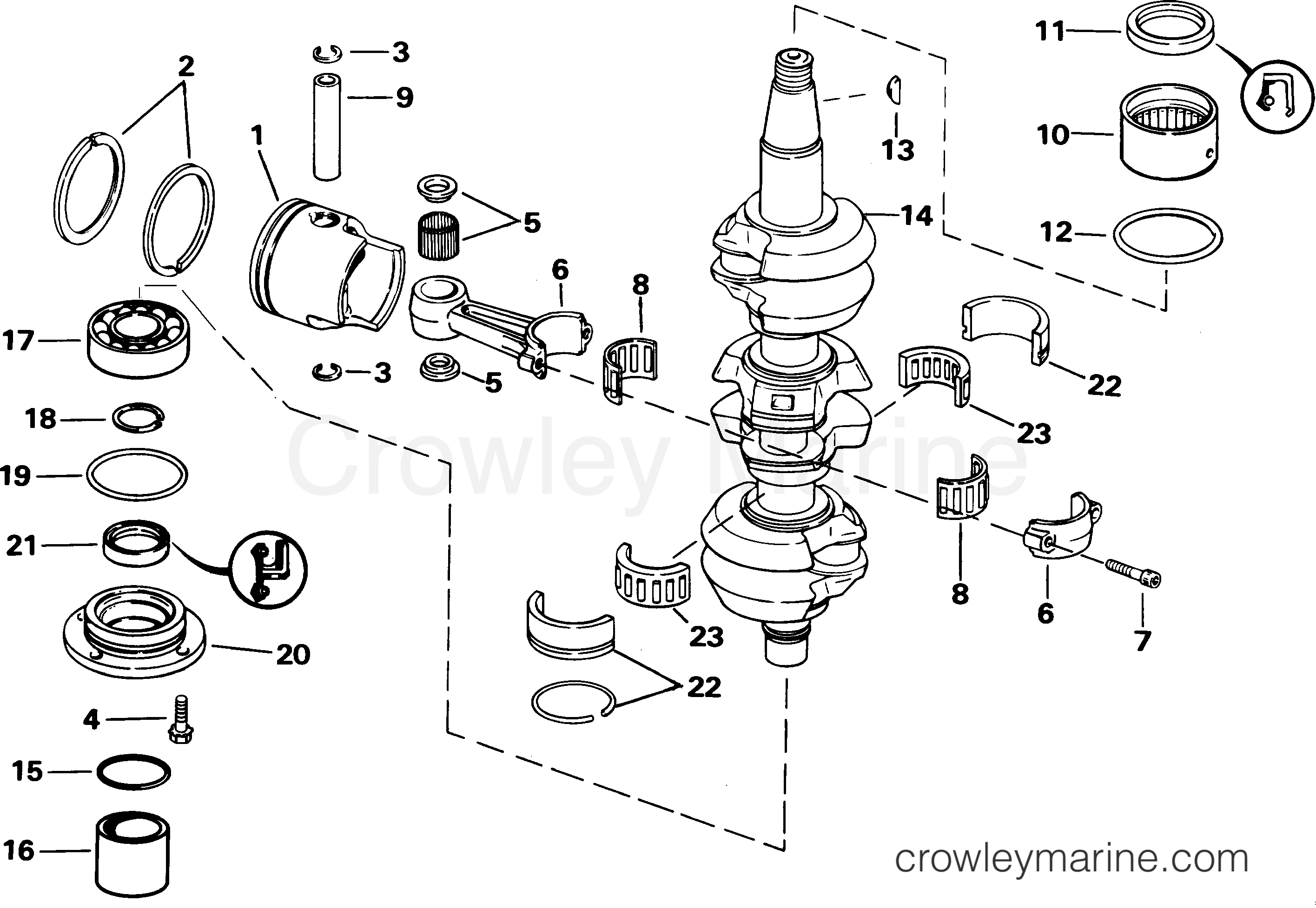 2001 Outboard 60 - J60PLSID - CRANKSHAFT & PISTON