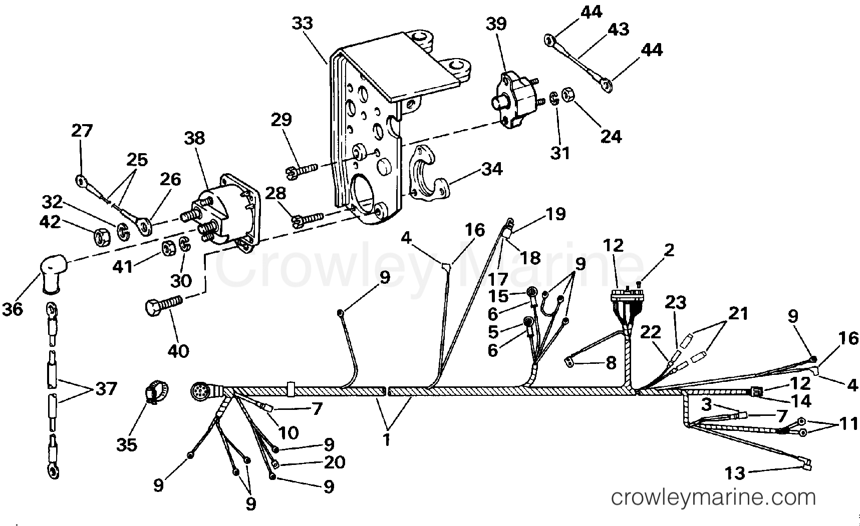 1993 Stern Drive 5.8 - 584DPPJVB - ENGINE WIRE HARNESS & BRACKET