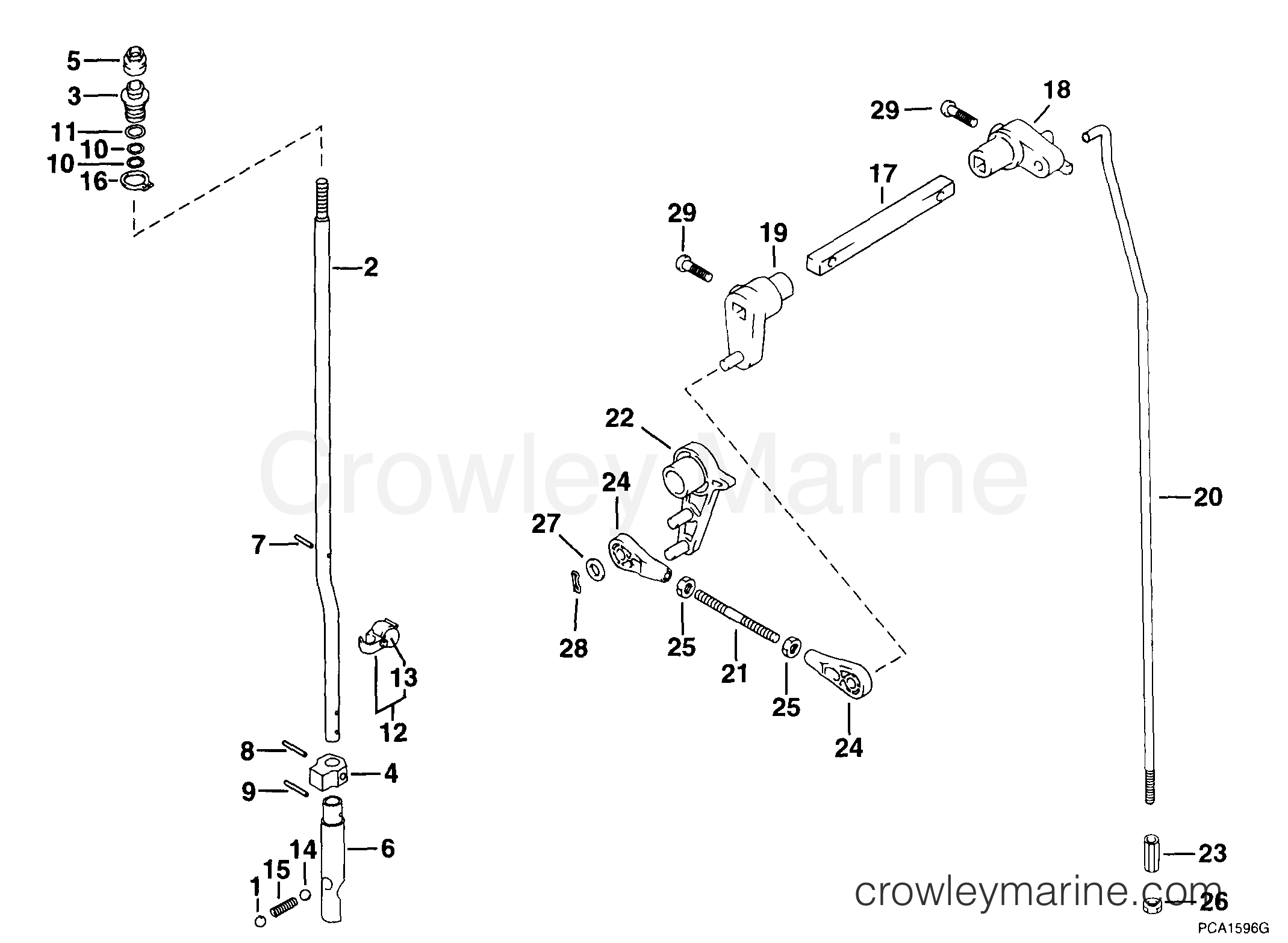 SHIFT ROD & LEVER - 1999 Outboard 40 E40PL4EES | Crowley Marine