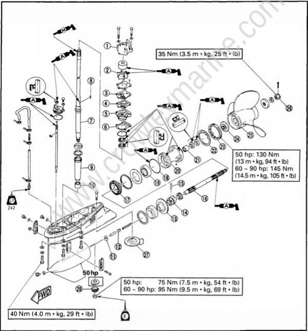 Lower Unit [Exploded Diagram] [1998] | Crowley Marine