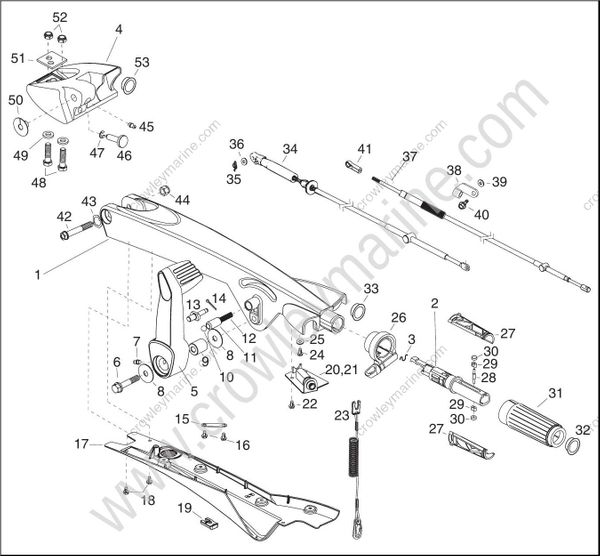 Tiller Handle Kit Etec Rope Start [353311] Crowley Marine