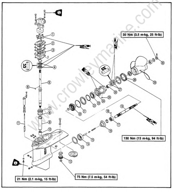 Lower Unit [ Exploded Diagram] [1991] | Crowley Marine