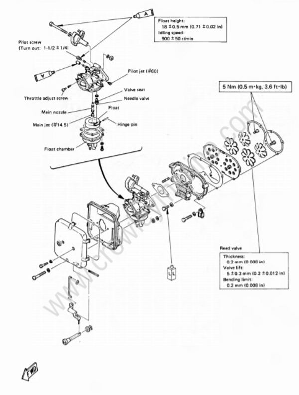 Exploded Diagrams [Carburetor And Reed Valve] [1987] Crowley Marine