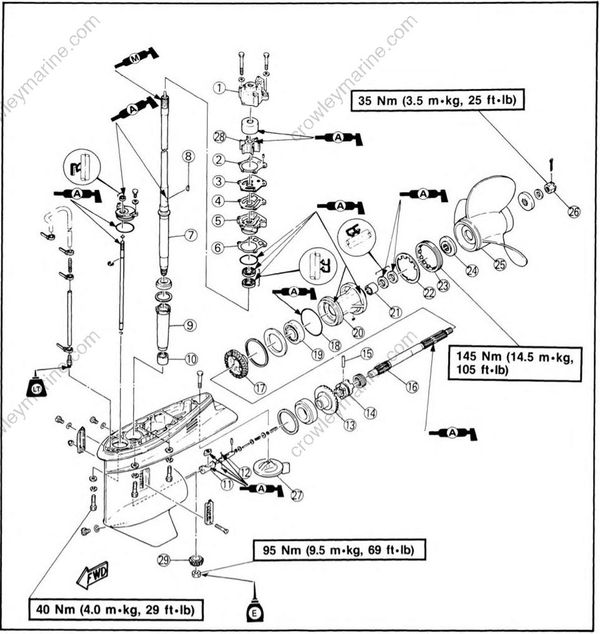 Lower Unit [Exploded Diagram] [1993] | Crowley Marine
