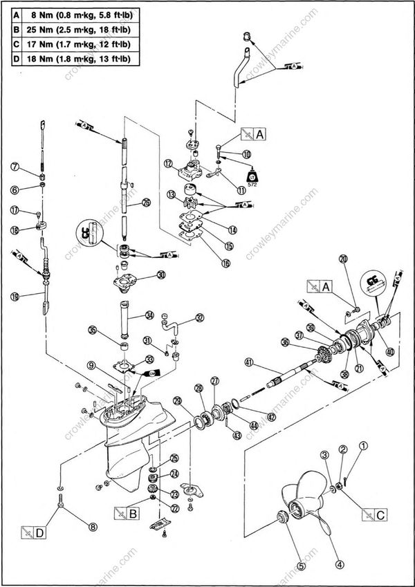 Lower Unit [Exploded Diagram] [1991] | Crowley Marine