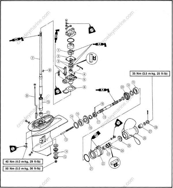 Lower Unit [Exploded Diagram] [1993] | Crowley Marine