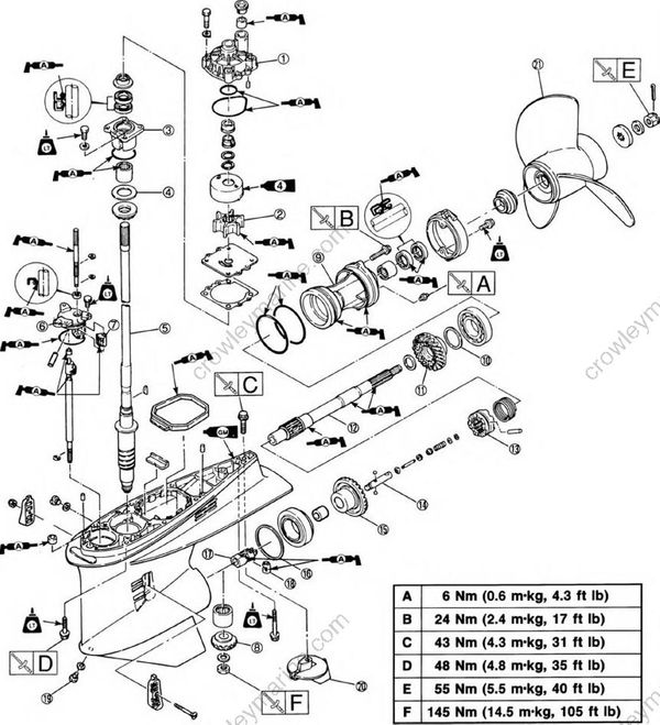 Lower Unit [Explpoded Diagram] [1992] | Crowley Marine