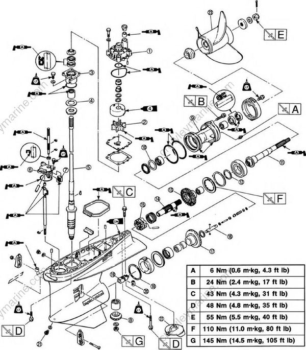 Lower Unit [Explpoded Diagram] [1992] | Crowley Marine