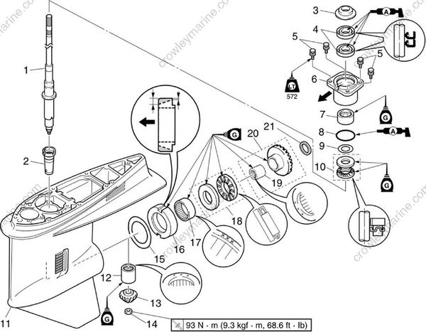 crowleydriveです Lower Unit [Drive Shaft And Lower Case (Regular Rotation