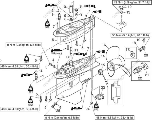 Lower Unit [Lower Unit (Regular Rotation Model, X-Transom