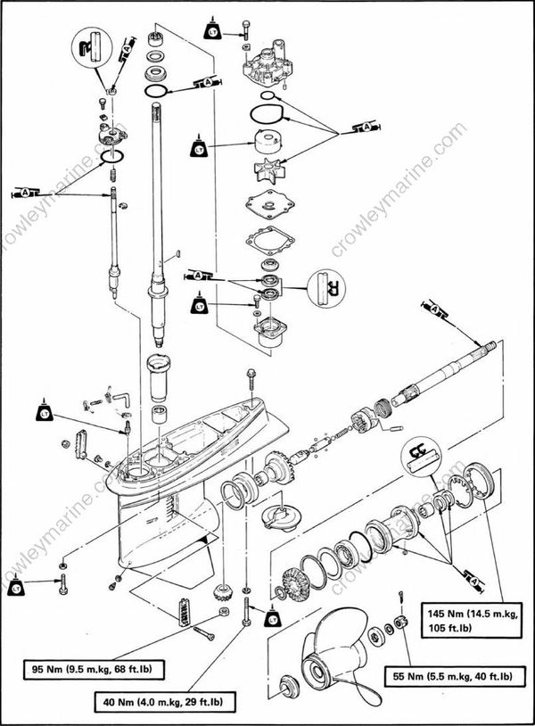Lower Unit [Exploded Diagram] [1989] | Crowley Marine