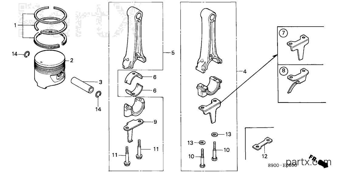 Honda G400K1 QB6 - PISTON - CONNECTING ROD