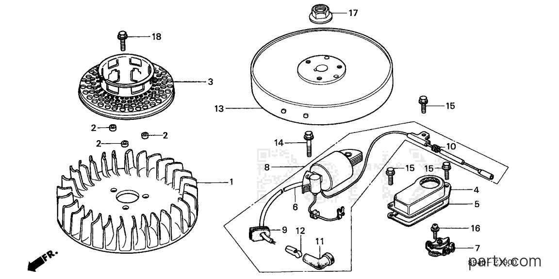 Honda GV200 N1B - FLYWHEEL - POINTS