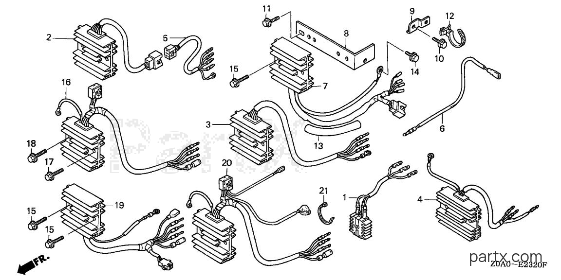 Honda GXV530 EEA1 - REGULATOR RECTIFIER - SUB WIRE HARNESS