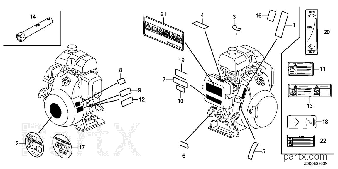 Honda GX100 QAD - LABEL