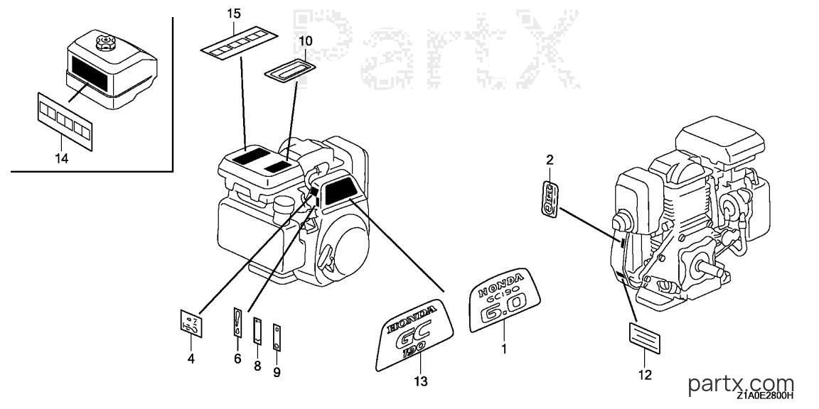 Honda GC190A MHA2 - LABELS