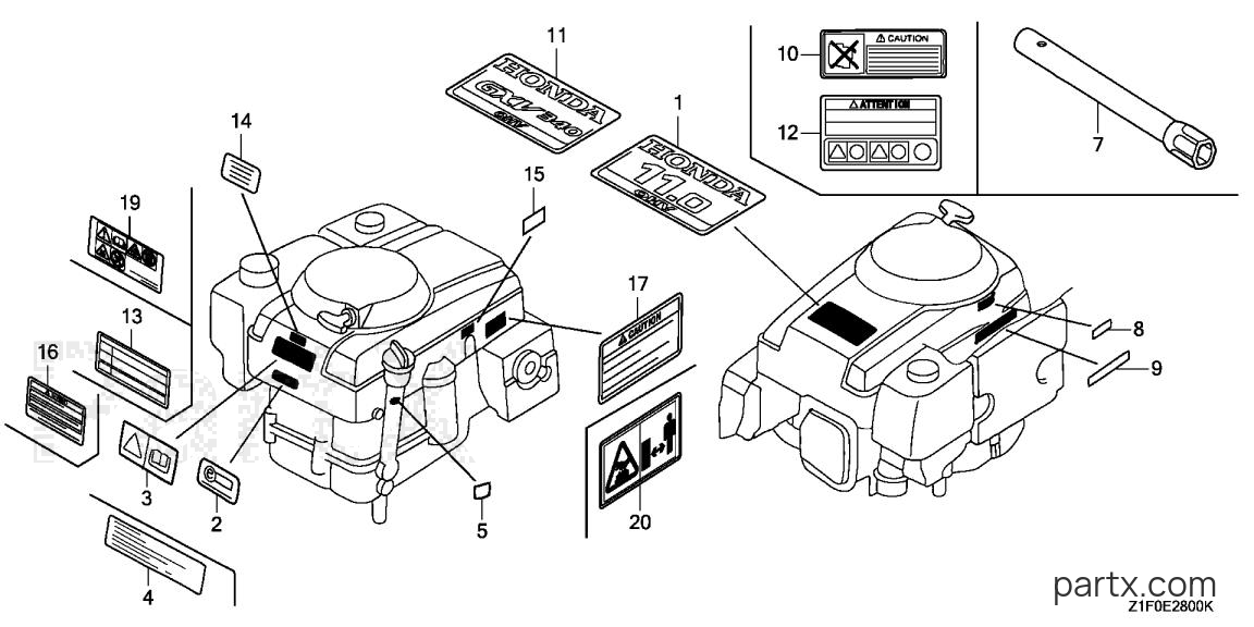Honda GXV340T2 DP23 - LABEL