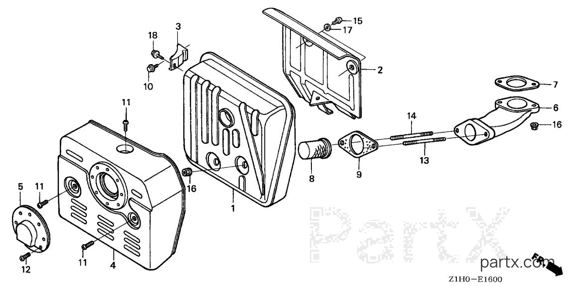 Honda GXV340A2 DE33 - MUFFLER (1)