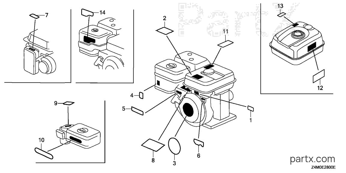 Honda GX160UT1 QXP2 - LABEL