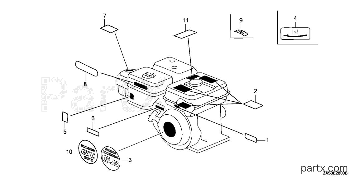 Honda GX200U QXE5 - LABEL